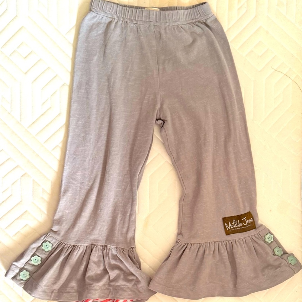 Matilda Jane Gray Wide Leg Ruffle Pants | Sz 4